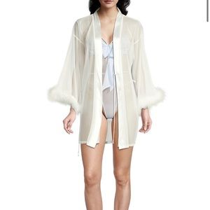 In Bloom Rachel wrap feather trim Robe